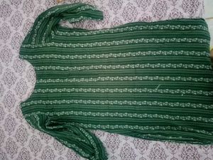 Green Cotton Straight Kurti