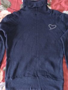 Cute Navy Turtleneck Sweater