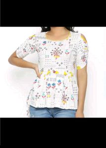 Floral Print White Top