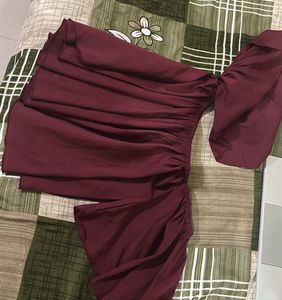 Maroon One-Shoulder Top