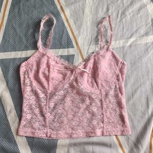 Pink Lace Cami Top Bust 30