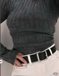 New with tag Pinterest Grey Ribbed Long Sleeve Top