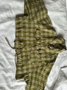 Olive Green Oversized Plaid Top