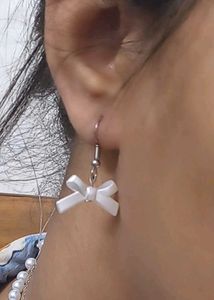 Handmade Pearl Bow Earrings