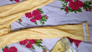 yellow and Purple Embroidered Kurta Set
