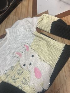 Cute Bunny Applique Knit Top