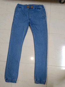 Blue Denim Jogger Pants