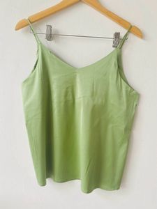 Lime Green Satin Tank Top