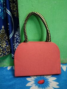 Black Studded Bag Peach Colour Purse Red Side Ba