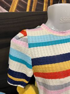 Retro Rainbow Knit Crop Top