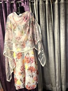 Floral Print Dress & Cape Set