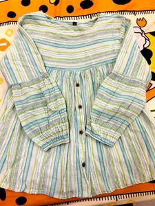 Unused Striped Button-Down Top