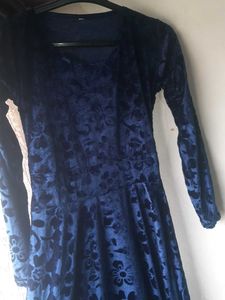 Elegant Blue Velvet Maxi Dress