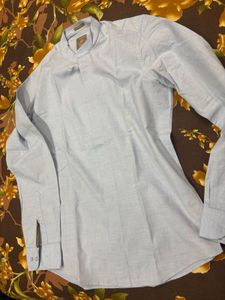 Light Blue Mandarin Collar Shirt