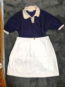 old money polo style Skirt & Top Set
