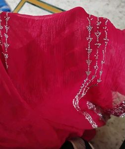 Women&#39;s Red Georgette Saree