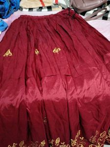 Maroon Embroidered Skirt
