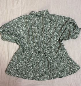 Green Patterned Shirt Top