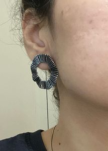 Silver Gunmetal Hoop Earrings