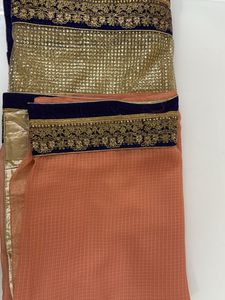 Peach &amp; Blue Saree with Blouse
