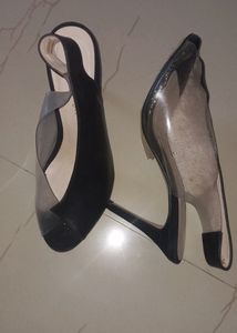 Two Color Heels Black And Transparent