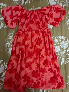 Red Floral Off-Shoulder Dress