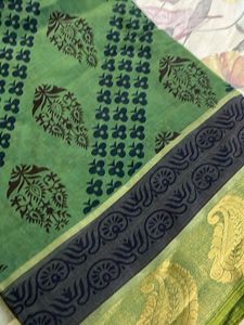 Green Printed Saree