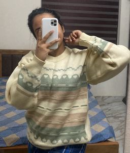 oversized winterwear multicolor sweater