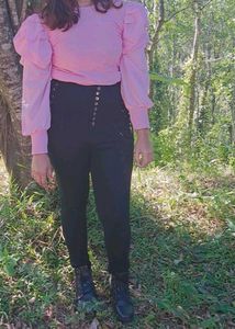 Tie Up Jeans 8 Button High Waist