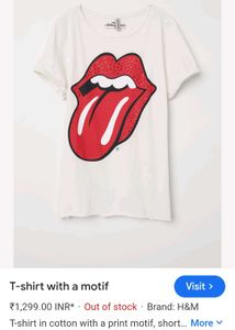H&amp; M Rolling Stones Graphic Tee Wool Insid Super S