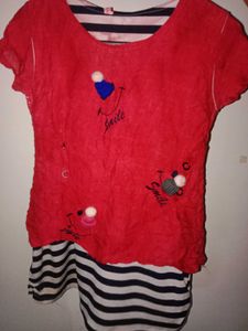 Red &amp; Striped Girls&#39; Top