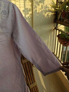 Chikankari Lavender Short Kurta