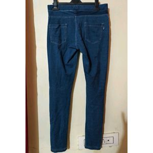 Skinny Cotton Denim-Look Leggings