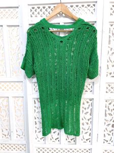 Green Distressed Knit Top(B)
