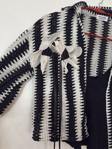 Striped Knit Top with Flower Detail