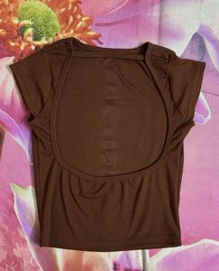 Brown Deep Neck Top