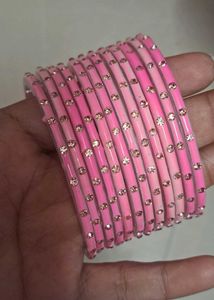 Pink Crystal Bangles