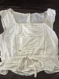 White Lace Trimmed Top