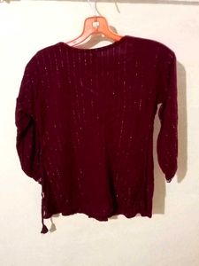 Maroon Top with Silver Details