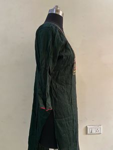 Embroidered Mehndi Dark Green Kurti