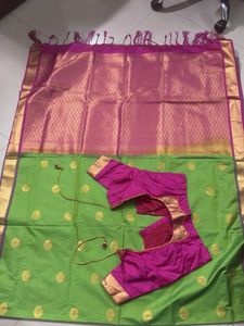 Green & Pink Saree with Blouse