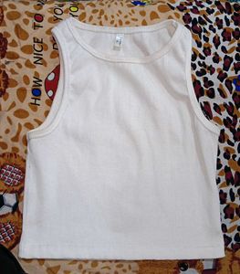 White Sleeveless Crop Tank Top