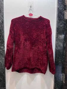 Burgundy Chenille Knit Sweater