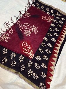 (NEW)Block printed pure cotton dupatta