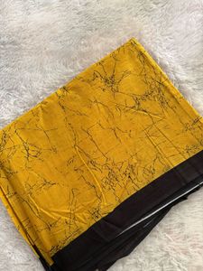 Brand New Pure Cotton Yellow Saree