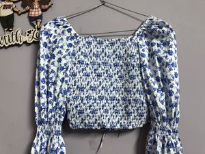 Blue Floral Crop Top