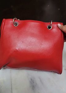 Gucci Bamboo Red Leather Handbag