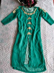 Emerald Green &amp; Gold Embellished Kurti