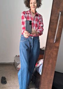 Classic Wide Leg Blue Jeans