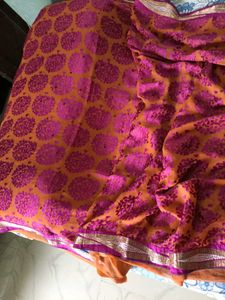 2 Combo Sarees - Embroidery Shiffon+Cotton